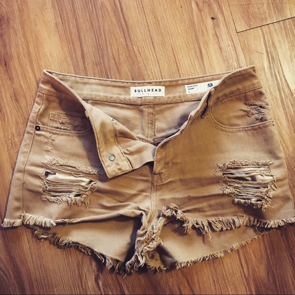 Bullhead High Waisted Distressed Shorts